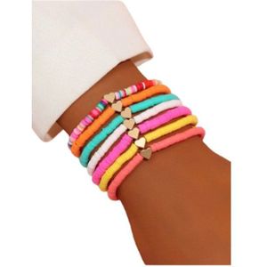 Armbanden set - gekleurde armbanden set - hartjes armbanden - armbanden set 7 stuks
