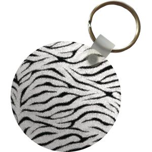 Sleutelhanger - Dierenprint - Zebra - Wit - Plastic - Rond - Uitdeelcadeautjes