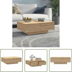 vidaXL Salontafel - Sonoma Eiken - 90x60x31 cm Salontafel - Houten Salontafel - Salontafel Sonoma Eiken - Eiken Salontafel - Kleine Salontafel