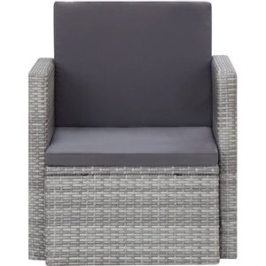 vidaXL Tuinstoel - Poly Rattan - Grijs - Inclusief Kussens Tuinstoel - Lounge Stoel - Buitensteun - Poly Rattan Meubilair - Grijze Tuinstoel