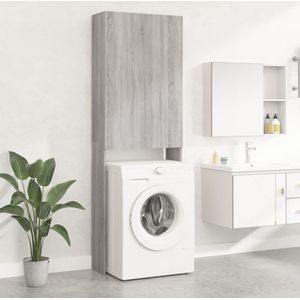 Wasmachine ombouw - Kast - Opbouwmeubel - Verhoger - Wasmachine meubel - Opbergkast - Hout - Grijs sonoma eiken