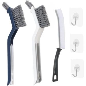 Shower Brush Set with Adhesive Hooks - Multifunctional Household Cleaning Brush for Dead Spot Floors in Bathroom and Kitchen (3 Pcs)