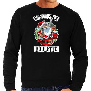 Grote maten foute Kerstsweater / Kerst trui Northpole roulette zwart voor heren - Kerstkleding / Christmas outfit XXXL