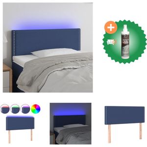 vidaXL Hoofdbord LED 90x5x78/88 cm stof blauw - Bedonderdeel - Inclusief Reiniger