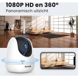 Beveiligingscamera WLAN IP-camera 1080p resolutie 360° zicht 2-weg audio bewegingsdetectie nachtzicht - draai- en kantelbaar - SD & cloudopslag, voor binnen