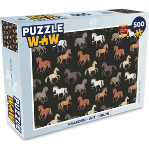 Puzzel Paarden - Wit - Bruin - Meisjes - Kinderen - Meiden - Legpuzzel - Puzzel 500 stukjes