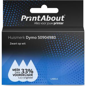 PrintAbout huismerk Etiket S0904980 Zwart op wit (104 mm x 159 mm) geschikt voor Dymo