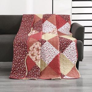 Luxueuze Omkeerbare Patchwork Sprei voor Bed en Bank - 150x200 cm - Warme Roodtinten