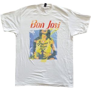 Bon Jovi - Slippery When Wet Original Cover Heren T-shirt - M - Wit