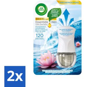 Air Wick - Luchtverfrisser - Oceaannevel & Lotusbloesem - Elektrische Geurverspreider + 1 Navulling - 19 ml - Voordeelverpakking - 2 stuks