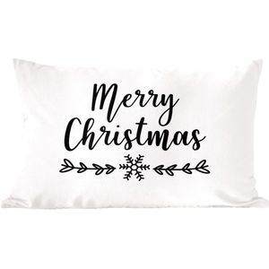 Sierkussens - Kussentjes Woonkamer - 50x30 cm - Kerst quote ""Merry Christmas"" tegen een witte achtergrond - Kerstversiering - Kerstdecoratie voor binnen - Woonkamer