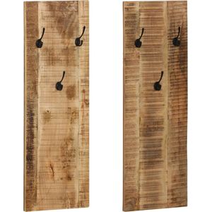 vidaXL - Wandkapstokken - 2 - st - 36x110x3 - cm - massief - mangohout