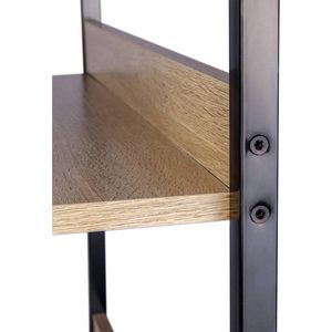 Boekenkast 5 lagen - ruimtebesparend & modern - ladderrek stijl - stevig licht eik/zwart - 60x27.5x160 cm
