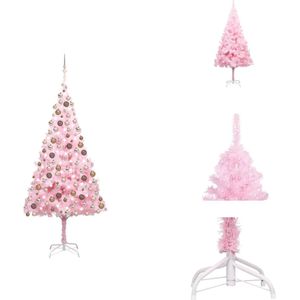 vidaXL Kunstkerstboom Roze - 240 cm - LED Verlichting - PVC - Decoratieve kerstboom