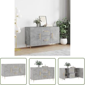 The Living Store Dressoir 100x36x60 cm bewerkt hout betongrijs - Dressoir - Meubels - Woonkamer - Slaapkamer - Vintage