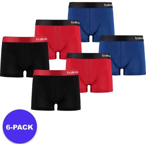 Apollo (Sports) - Bamboe Boxershorts Jongens - Multi Rood - Maat 134/140 - 6-Pack - Voordeelpakket