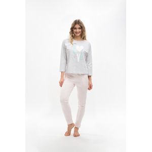 Martel Lily dames pyjama grijs/roze - gemaakt in Europa- KORTING XL
