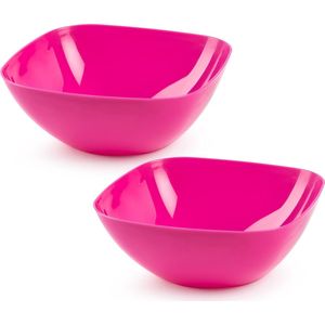 Plasticforte serveerschaal/saladeschaal - 2x - D28 x H11 cm - kunststof - fuchsia roze - 4800 ml