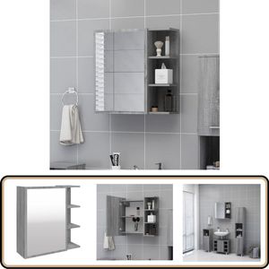 vidaXL Badkamerspiegelkast 62,5x20,5x64 cm bewerkt hout grijs sonoma
