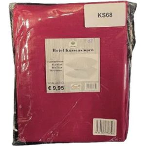12x Hotel Kussensloop - 100% hoogwaardig katoen - wasbaar - 60x70 - roze