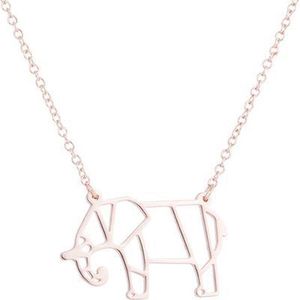 24/7 Jewelry Collection Origami Olifant Ketting - Rosé Goudkleurig