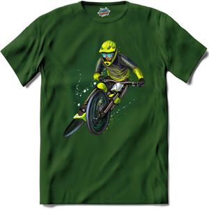 BMX Fiets Freestyle | Mountainbike sport kleding - T-Shirt - Unisex - Bottle Groen - Maat S