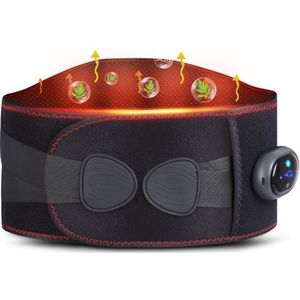Rugmassage Band met Infrarood Licht - Rugpijn Verlichten - Draadloos Opladen - Hernia - Warmtecompressie - Taille Massage Apparaat - Zwart