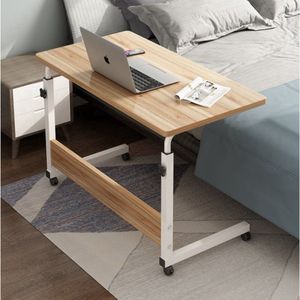 BORVAT® - Hoogte Verstelbare Laptoptafel met Wielen - 60x40cm - Bedtafel - Bijzettafel voor Bank en Bed - Hout en Metaal