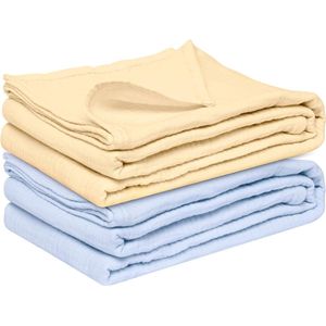 Musseline deken voor baby's en kinderen, 102 x 102 cm, 100% biologisch katoen, wikkeldeken, 2 lagen, babydeken, deken voor badhanddoek, kinderdeken voor pasgeborenen, voor bank/bank, bed, licht