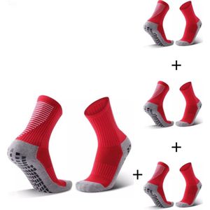 Gripsokken voetbal - 4 Pack - Gripsokken Rood - Anti-slip sokken - Onesize 40-46 - Anti blaren sokken - Sportsokken - Gripsokken voetbal - Gripsokken padel - Gripsokken tennis - Gripsokken basketbal - Handbalsokken - Fitnesssokken - Skisokken