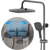 Hoogte verstelbaar thermostaat douchesysteem grijs-regendoucheset 310 x 200 mm-baduitloop-handdouche-bidet regendouche zonder kraan