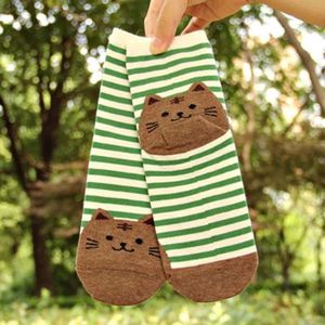 vrolijke sokken Katten Bruin Groen maat 38 - 40