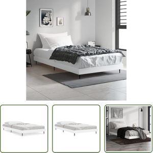 The Living Store Bedframe - Duurzaam - Houten bed - Afmeting- 203 x 103 x 20 cm - Kleur- Wit