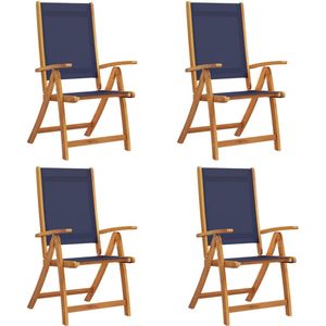 vidaXL Inklapbare Tuinstoel - Inklapbare Tuinstoelen - Tuinstoel - Tuin Stoel - Tuinstoelen inklapbaar 4 st massief acaciahout en textileen