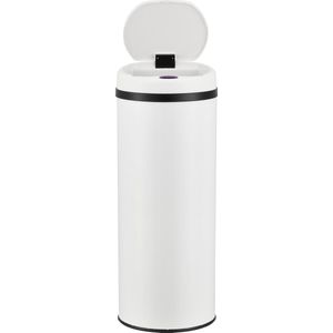 Prullenbak Tadeo - Met Sensor - 77xØ30,5 cm - 47 liter - Wit - Afneembaar en Waterdicht Deksel