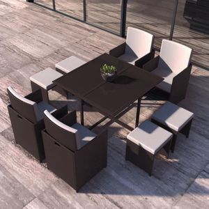 Concept-U - Bruin/wit gebouwd -in tuinmeubels 8 stoelen FLORIDA