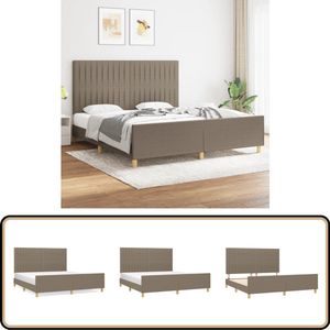vidaXL Bedframe - Stof - Taupe - 180x200 cm Bed Frame - Hoofdkussen - Tweepersoonsbed - Slaapcomfort - Houten Bed