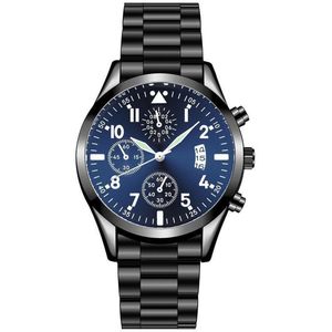 Quartz Heren Horloge Zwart/Blauw • Luxe • Goud • Zwart • Blauw • Heren • Horloge • Quartz • Zakelijk • Stijlvol