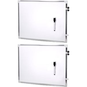 2x stuks magnetische whiteboards met marker met wisser 60 x 40 cm - Kantoorbenodigdheden - Schoolborden