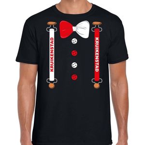 Carnaval t-shirt Kruikenstad bretels en strik voor heren - zwart - Tilburg - Carnavalsshirt / verkleedkleding L
