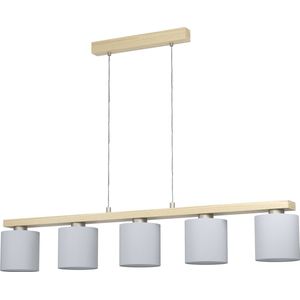 EGLO Castralvo Hanglamp - 5 lichts - E27 - Nikkel Mat - Bruin