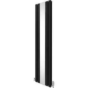 Platte Spiegel Radiatoren & TRV Chroom Kleppen - 1800mm x 425mm - Zwart