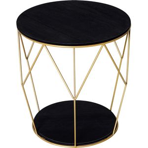 Stijlvolle meubelset: Bijzettafel met opbergruimte, salontafel en nachtkastje in goud en zwart