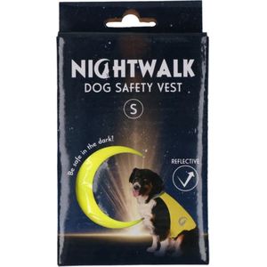 Nightwalk Safety Vest - Veiligheidsvest hond - Hondenvest - Reflecterend veiligheidshesje - Ruglengte 25 cm - Maat S - Geel