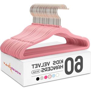 60 stuks fluwelen hangers voor kinderen - 14 inch - duurzame babykleding hangers met 360 ° draaibare haak - antislip kinderhangers voor peuter - roségoud