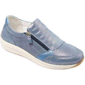 Leren sportschoenen met brede rits