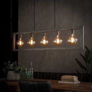 Hanglamp Steps 5 lichts | oud zilver | 120x12x150 cm | eettafel | industrieel design | woonkamer / eetkamer | in hoogte verstelbaar