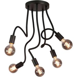 Moderne plafondlamp Flex 5-lichts zwart