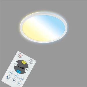 Briloner - SLIM S - LED Panel - 18W - 2400 lm - instelbare kleurtemperatuur, dimbaar - nachtlichtfunctie, timerfunctie, geheugenfunctie - achtergrondverlichtingseffect - Amazon Echo en Google Home - IP20 - Ø29.3 cm