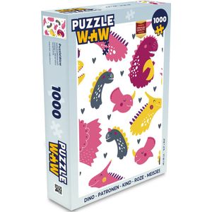 Puzzel Dino - Patronen - Kind - Roze - Meisjes - Legpuzzel - Puzzel 1000 stukjes volwassenen